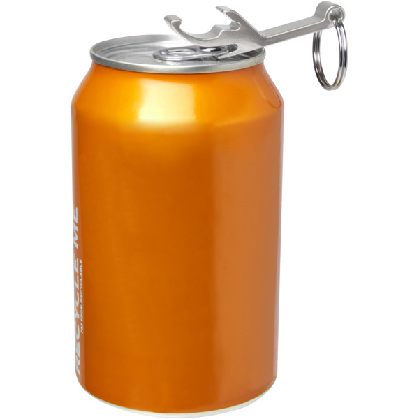 Tao RCS recycled aluminium bottle and can opener with keychain - Silver