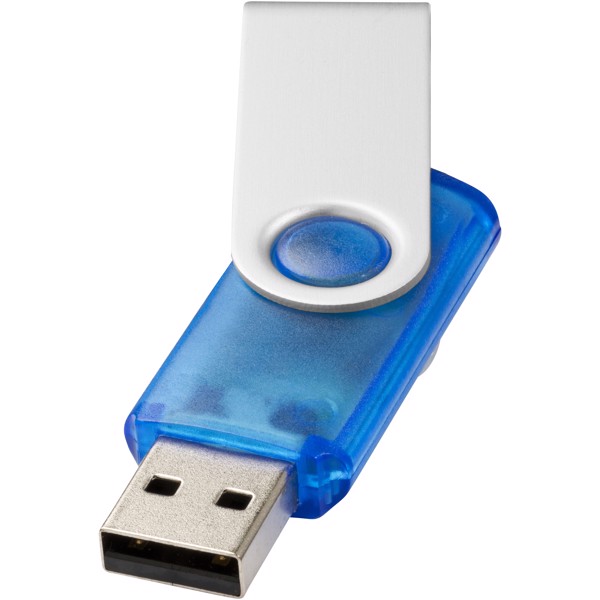 USB disk Rotate-translucent, 4 GB - Transparentní modrá / Stříbrný