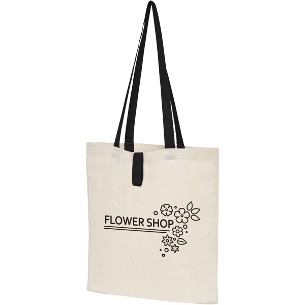 Nevada 100 g/m² cotton foldable tote bag 7L - Natural / Solid Black