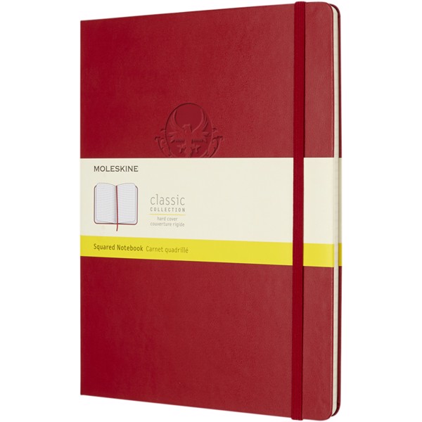 Classic XL hard cover notebook - squared - Scarlet red