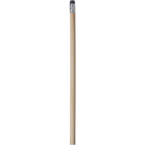 Cay wooden pencil with eraser - Natural / Solid black