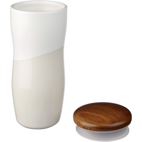 Vaso de cerámica de 370 ml de doble pared "Reno" - Blanco