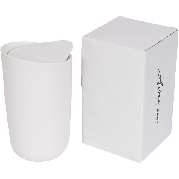 Vaso de cerámica de doble pared de 410 ml "Mysa" - Blanco