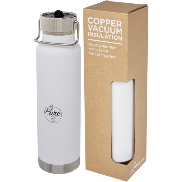 Thor 750 ml copper vacuum insulated sport bottle - White