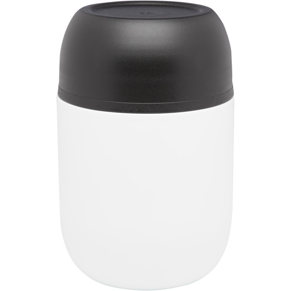 Supo 480 ml double-walled recycled stainless steel lunch pot with foldable spoon - White