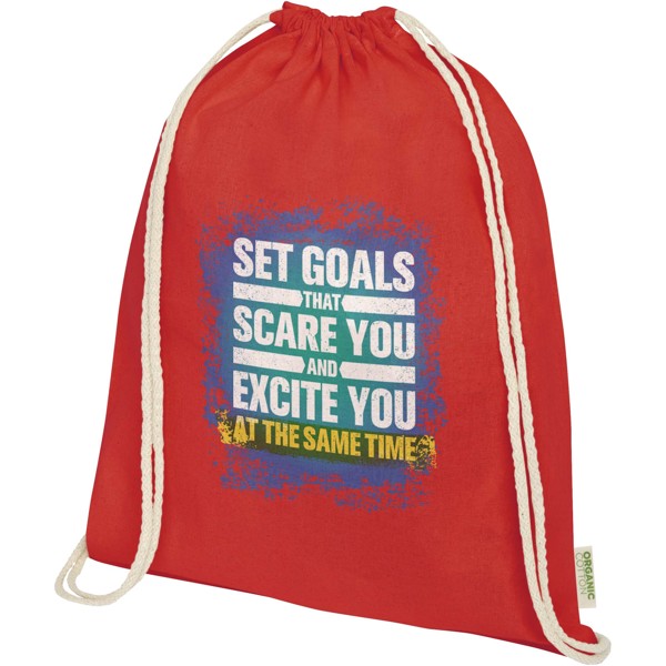 Odisha 140 g/m² OCS organic drawstring bag 5L - Red