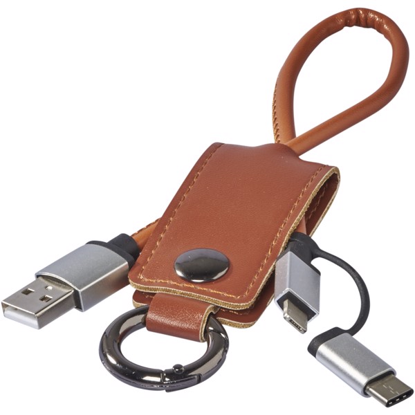 Posh 3-in-1 charging cable - Brown
