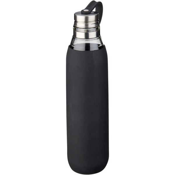 Oasis 650 ml glass sport bottle - Solid black