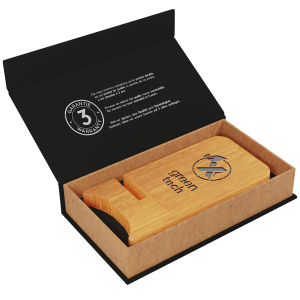 SCX.design W26 10W wooden wireless charging phone stand with light-up logo