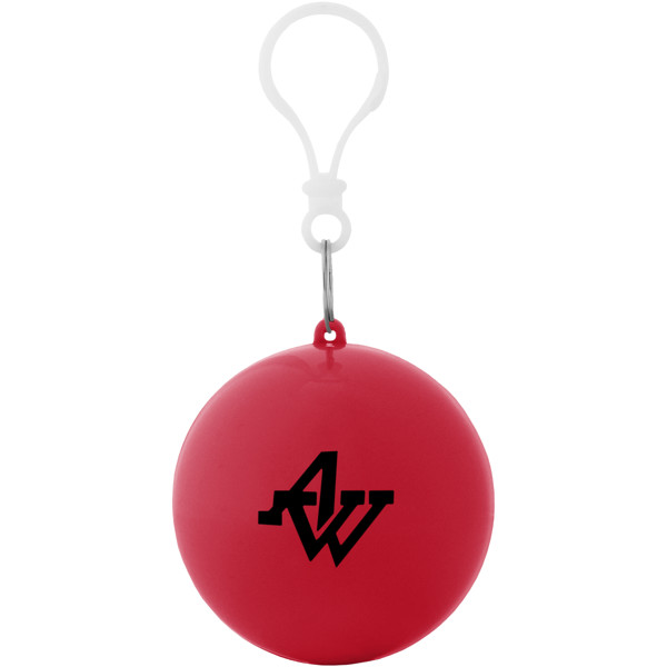 Poncho impermeable plegable en una bola-llavero "Xina" - Rojo