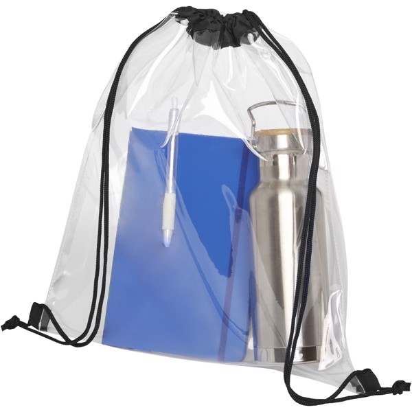 Lancaster transparent drawstring bag 5L - Solid Black / Transparent Clear