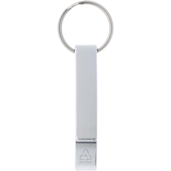 Tao RCS recycled aluminium bottle and can opener with keychain - Silver