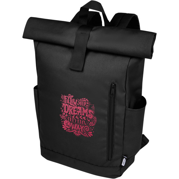 Byron 15.6\" GRS RPET roll-top backpack 18L - Black