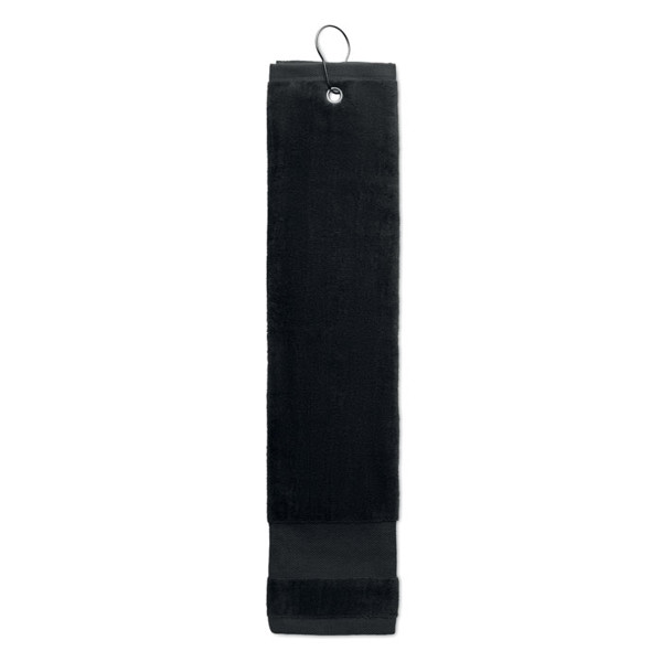 Cotton golf towel with hanger Hitowgo - Black