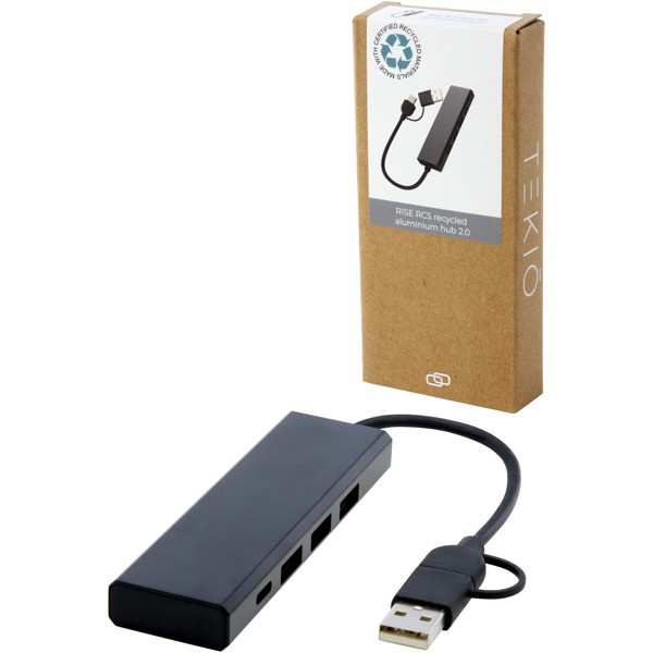 Rise RCS recycled aluminium USB 2.0 hub
