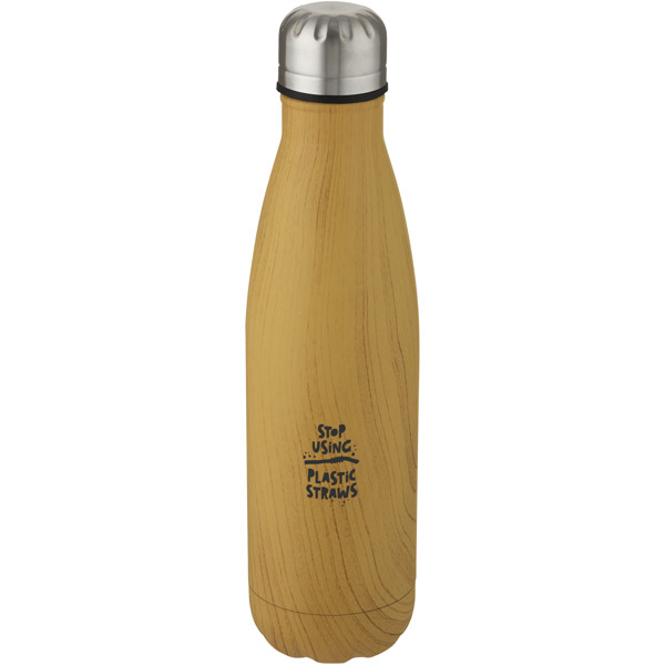 Cove 500 ml vacuum insulated stainless steel bottle with wood print - Heather Natural