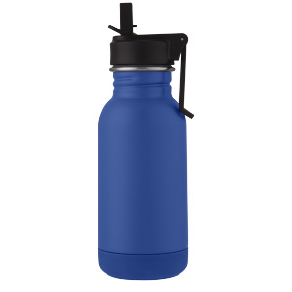 Lina 400 ml stainless steel sport bottle with straw and loop - Navy