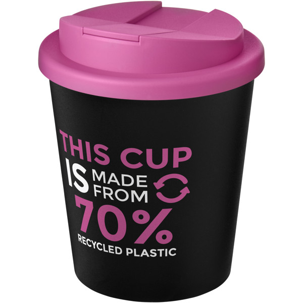 Americano® Espresso Eco 250 ml recycled tumbler with spill-proof lid - Black / Magenta