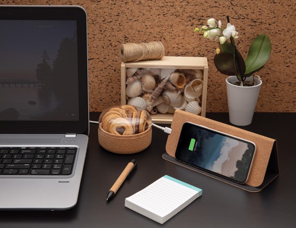 5W wireless charging cork mousepad and stand