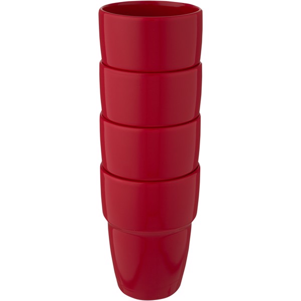 Staki 4-piece 280 ml stackable mug gift set - Red