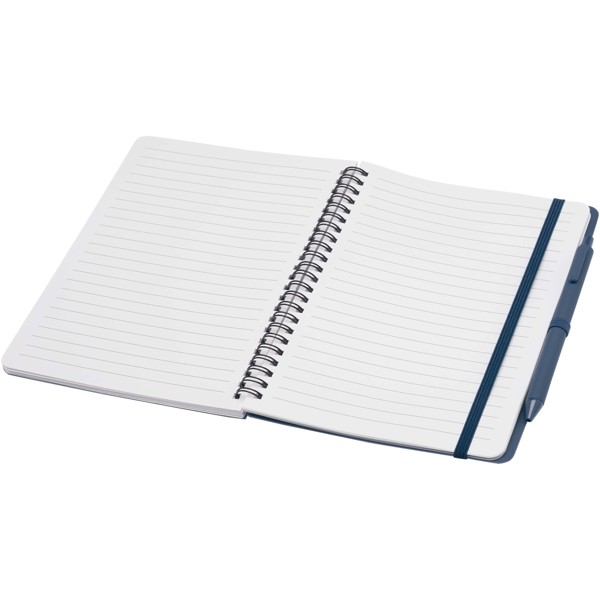 Thalaasa A5 ocean-bound hard cover notebook with ballpoint pen (black ink) - Ocean Blue