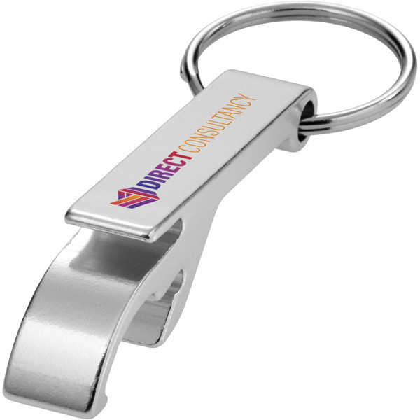 Tao RCS recycled aluminium bottle and can opener with keychain - Silver