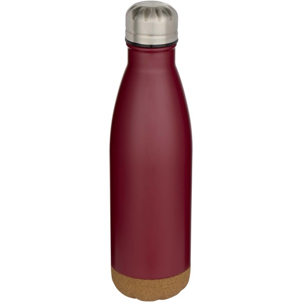 Cove 500 ml double wall vacuum insulated stainless steel water bottle with cork details - Red