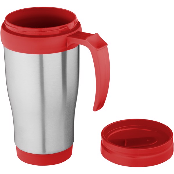 Taza isotérmica de 400 ml "Sanibel" - Plateado / Rojo