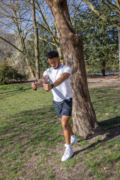 Fitness heavy resistance tube in pouch