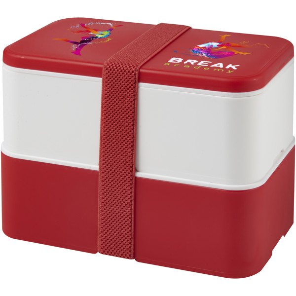 MIYO 700+700 ml double layer lunch box - Red / White / Red