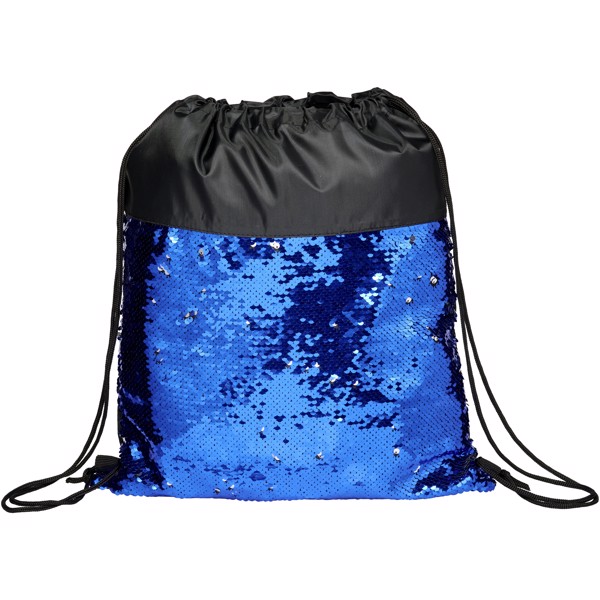 Mermaid sequin drawstring backpack - Solid black / Blue