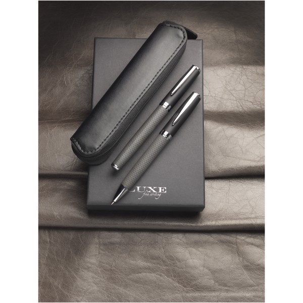 Carbon duo pen gift set with pouch (black ink)