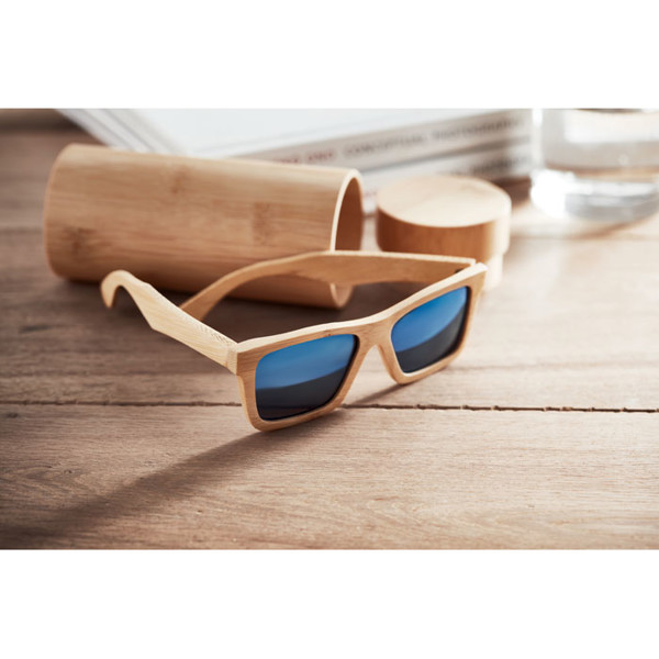 Sunglasses and case in bamboo Wanaka