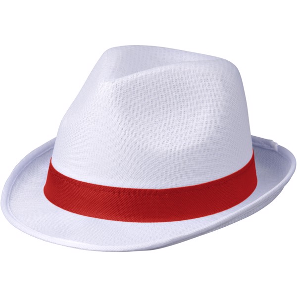 Klobouk Trilby se stuhou - Bílá / Červená s efektem námrazy