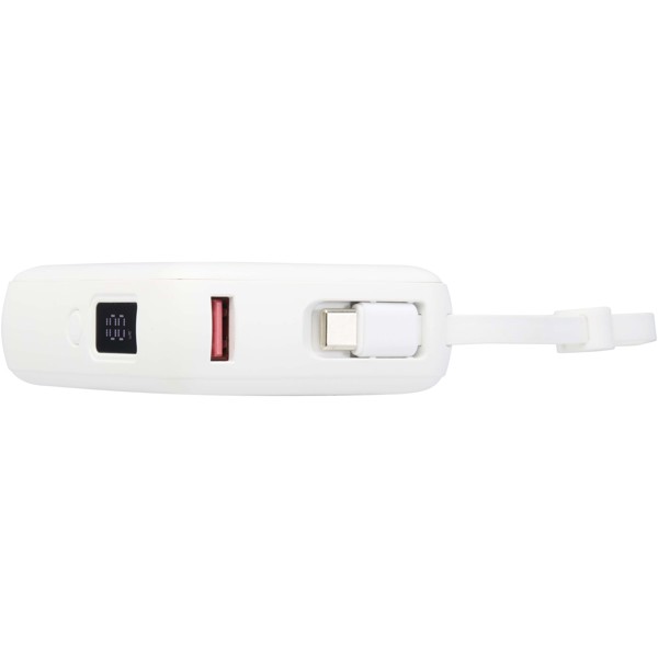 Acrux 10.000 mAh 35W tablet power bank with built in Type-C cable - made from recycled plastic - White