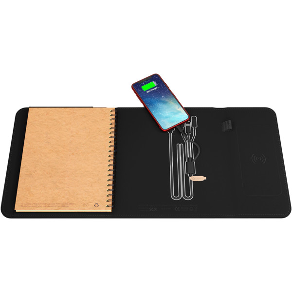SCX.design O18 A5 notebook with 5W wireless 4000 mAh powerbank and light-up logo