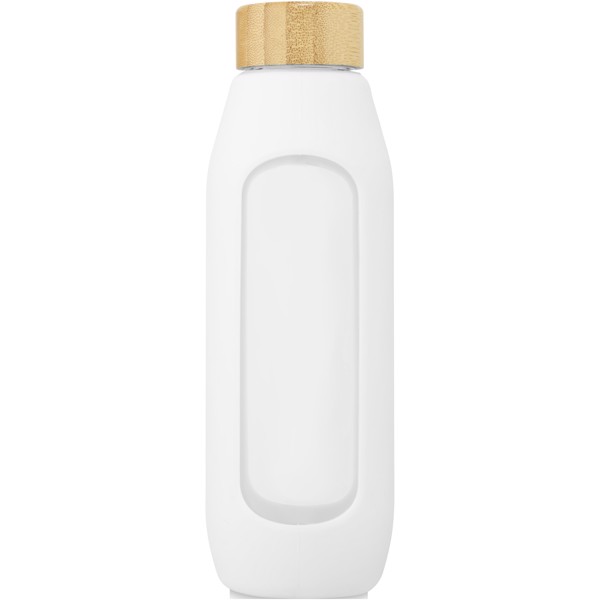 Botella de vidrio borosilicato de 600 ml con agarre de silicona "Tidan" - Blanco