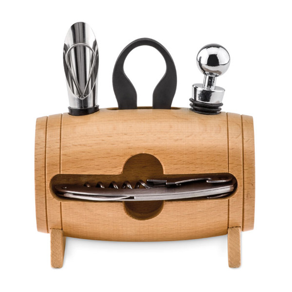 4 pcs wine set in wooden stand Bota