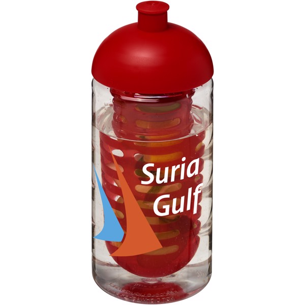 Sportovní láhev s infuzérem a kupolovitýmvíčkem H2O Bop® 500 ml - Průhledná / Červená s efektem námrazy