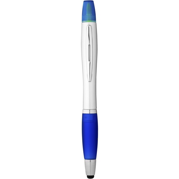 Nash stylus ballpoint pen and highlighter (black ink) - Silver / Royal Blue