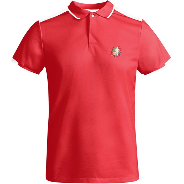 Tamil short sleeve kids sports polo - Red / White / 4