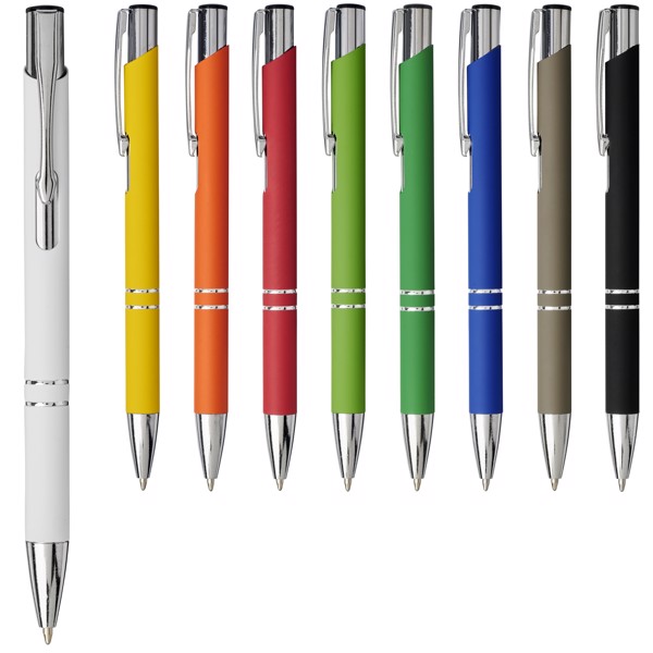 Moneta soft touch ballpoint pen (black ink) - White