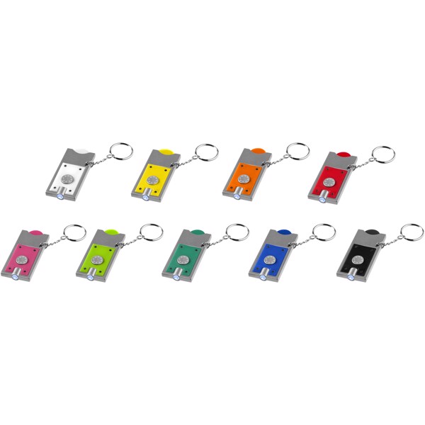 Klíčenkový držák na žeton Allegro s LED svítilnou - Bílá / Stříbrný