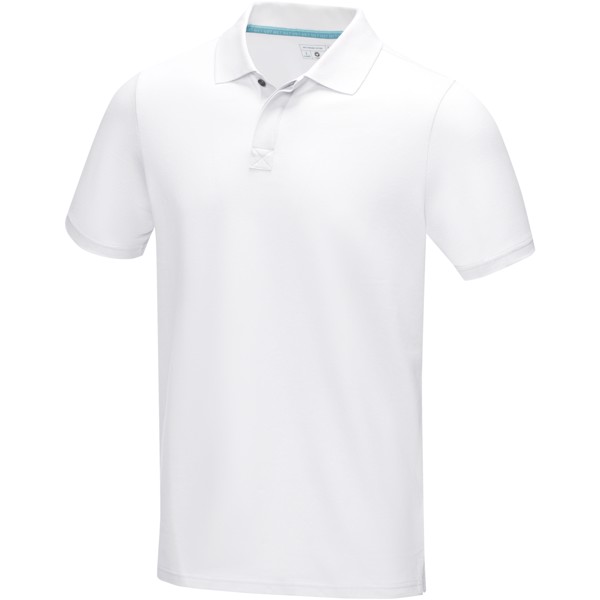 Polo orgánico GOTS de manga corta para hombre "Graphite" - Blanco / 3XL