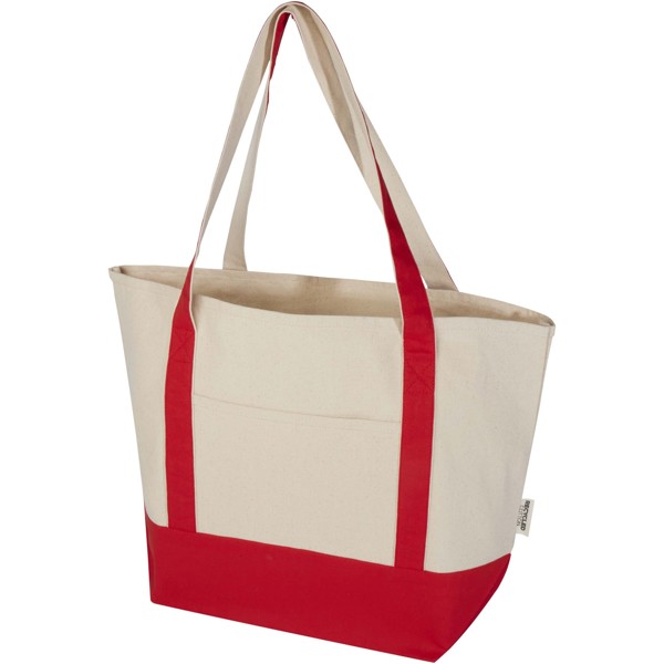 Sam 320 g/m² GRS recycled cotton tote bag - Red / Natural