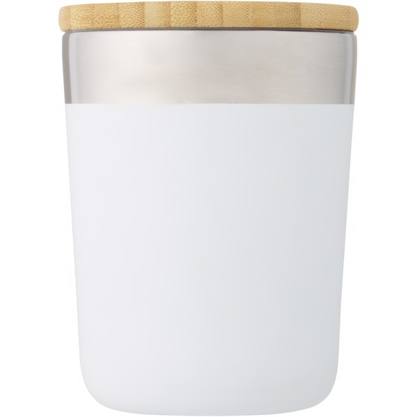 Lagan 330 ml copper vacuum insulated stainless steel tumbler with bamboo lid - White