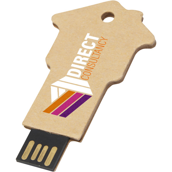 House-shaped recycled paper USB 2.0 - Kraft Brown / 1GB