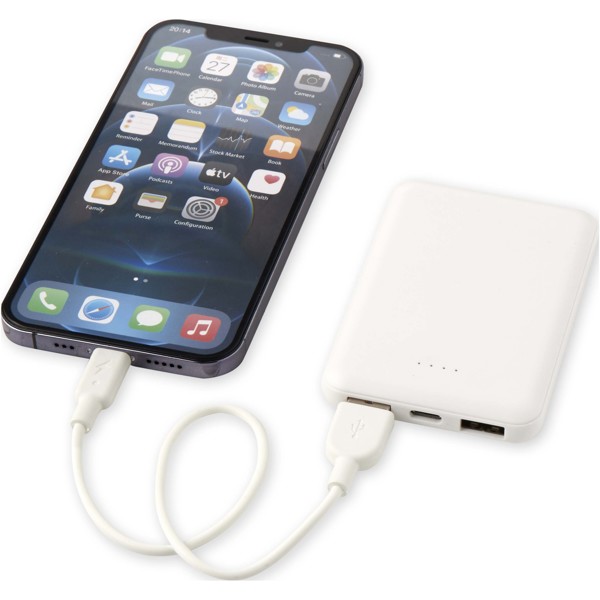 Asama 5000 mAh Type-C recycled plastic power bank - White