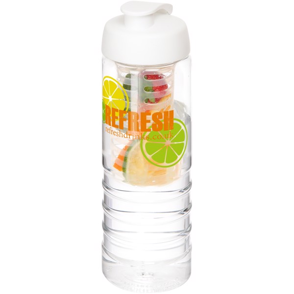 H2O Active® Treble Bidón e infusor con tapa Flip de 750 ml - Transparente / Blanco