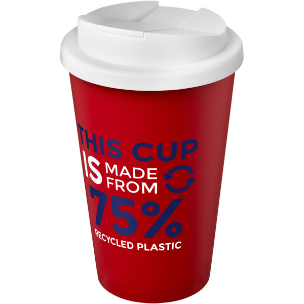 Americano® Eco 350ml recyklovaný hrnek s víkem odolným proti rozlití - Červená s efektem námrazy / Bílá